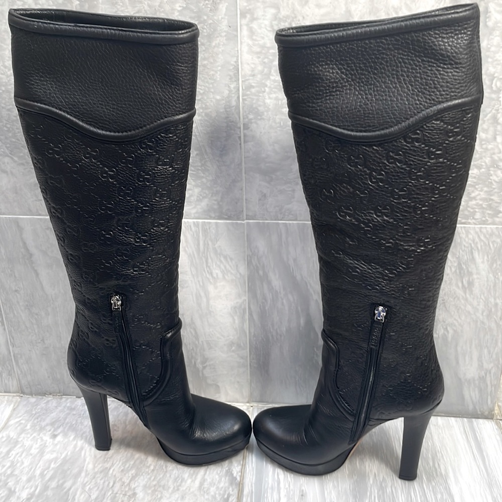 Vintage Knee-high Guccissima platforms in black leather. - Picture 4 of 8